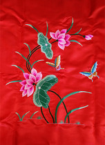 Heavy silk hand embroidered lotus butterfly back to the ancient embroidery piece book hand embroidered Beijing embroidery piece can be made clothes piece