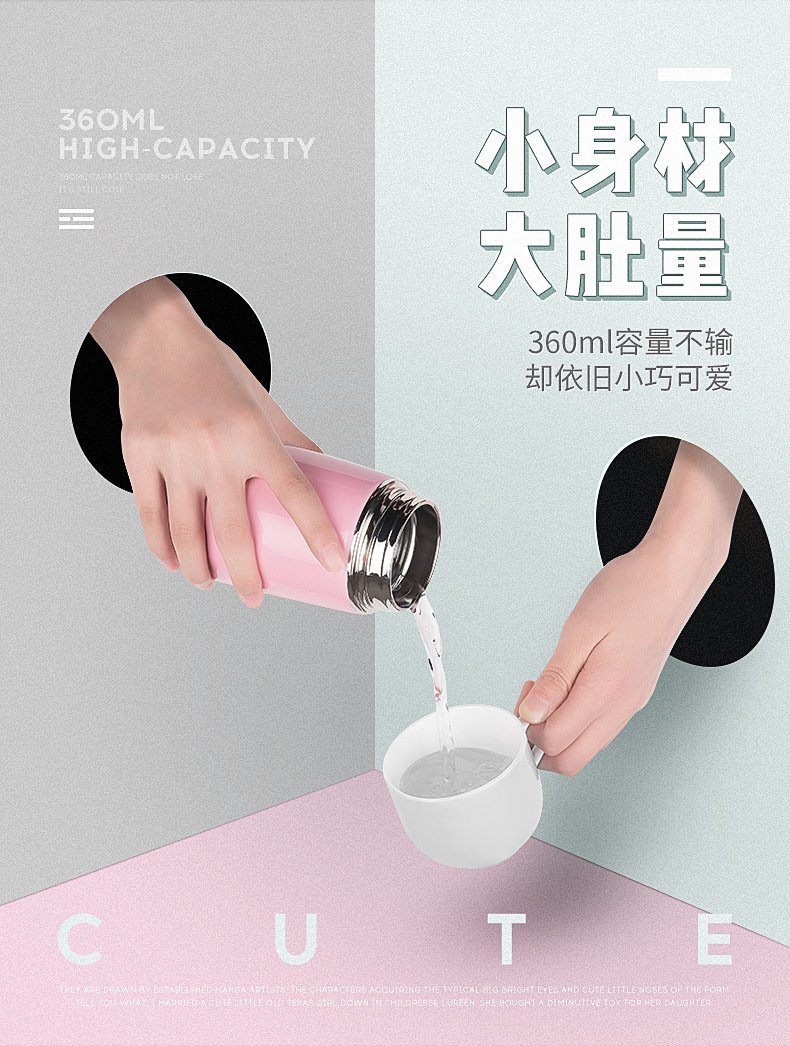 Jiaqi cốc nữ cốc cầm tay học sinh trẻ em cốc phiên bản Hàn Quốc của mạng lưới nghệ thuật tươi đỏ in cốc nước bình đựng nước thủy tinh lock&lock