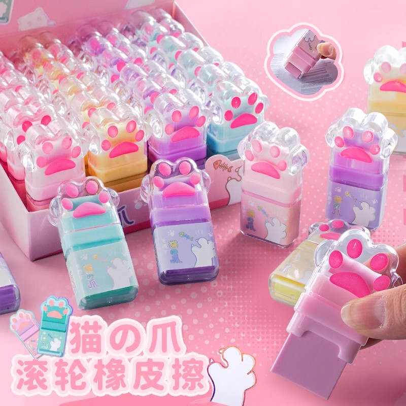 Cute Cat Paw Roller Eraser with Less Debris, Cleans Well, Specially Designed for Elementary School Students, Leaves No Marks, Children's Pen Eraser for Class Cute Cat Paw Roller Eraser with Less Debris, Cleans Well, Specially Designed for Elementary School Students, Leaves No Marks, Children's Pen Eraser for Class