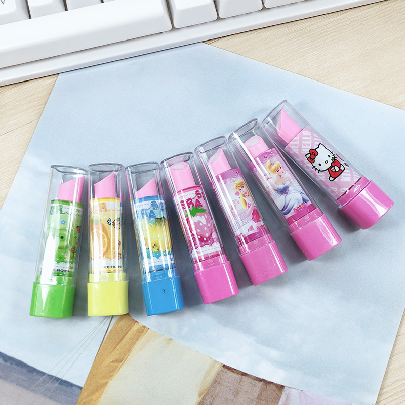 Han Edition Cute Cartoon Elementary School Students Erasers Creative Lipstick Red Erasers Students Rubber Prizes Stationery Wholesale