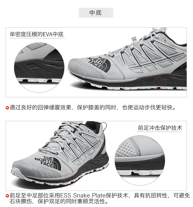 TheNorthFace North Spring and Summer Giày chạy mới cho nam Không thấm nước Thể thao ngoài trời | 3FXS - Khởi động ngoài trời giày chống trơn trượt
