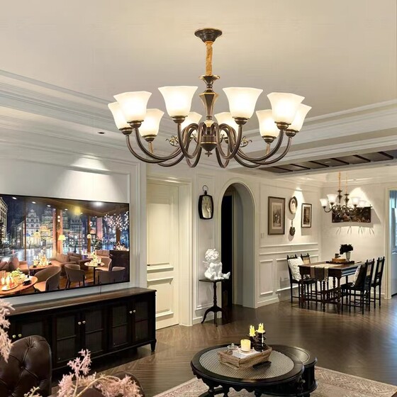 High-End All-Copper American Retro Classic Villa Grand Hotel Living Room Bedroom Dining Room Baroque Style Chandelier