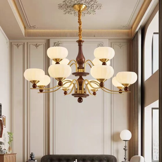 2025 New Oak Mid-Century Style Bronze Living Room Chandelier
