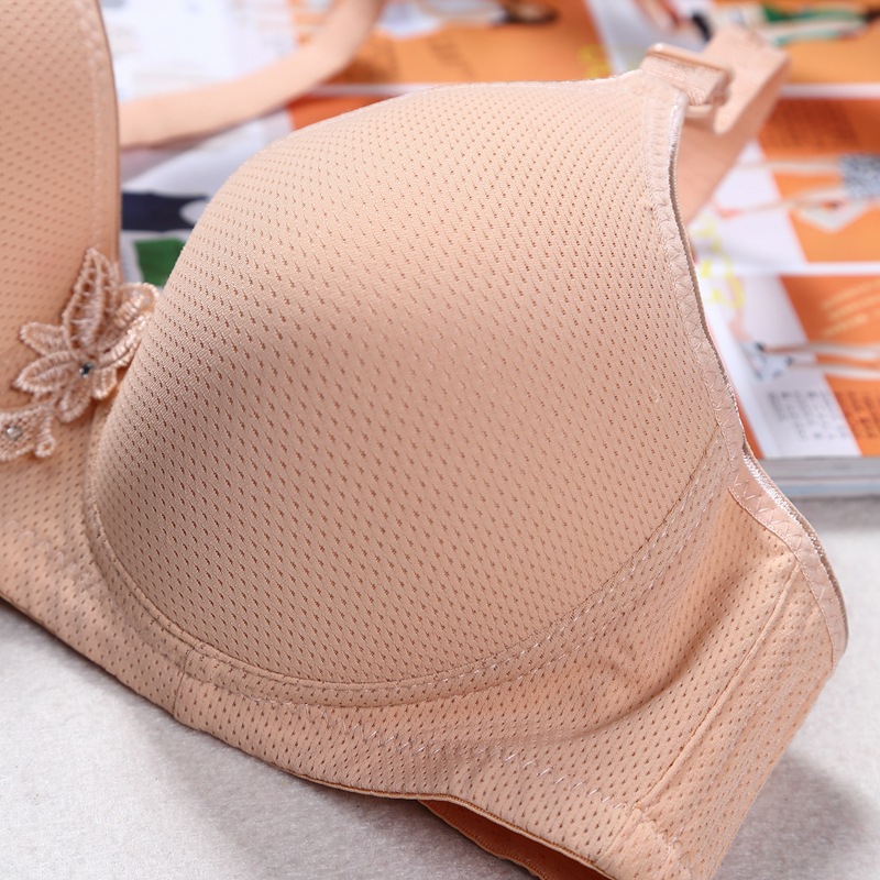 Mới mịn không có vòng thép áo ngực jacquard tập hợp điều chỉnh áo ngực không có dấu vết phụ nữ mẹ đồ lót kích thước lớn áo lót 3 dây