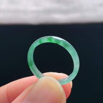 Natural a-grade ice jade floating flower plain ring