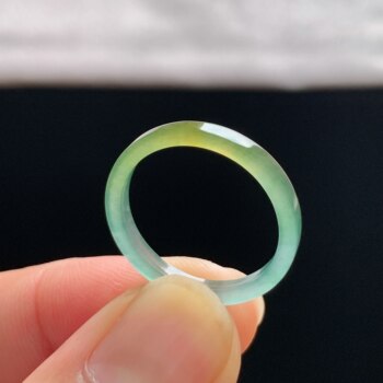 Natural a-grade ice yellow jade square ring