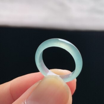 Natural a-grade ice white moonlight jade ring