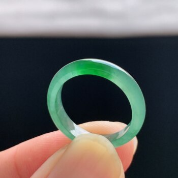 Natural a-grade ice-green jade ring
