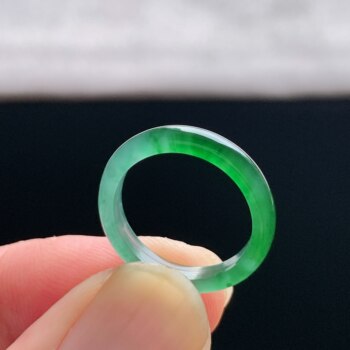 Natural a-grade ice-green jade ring
