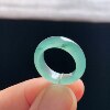 Natural A-grade ice clear water green jadeite ring
