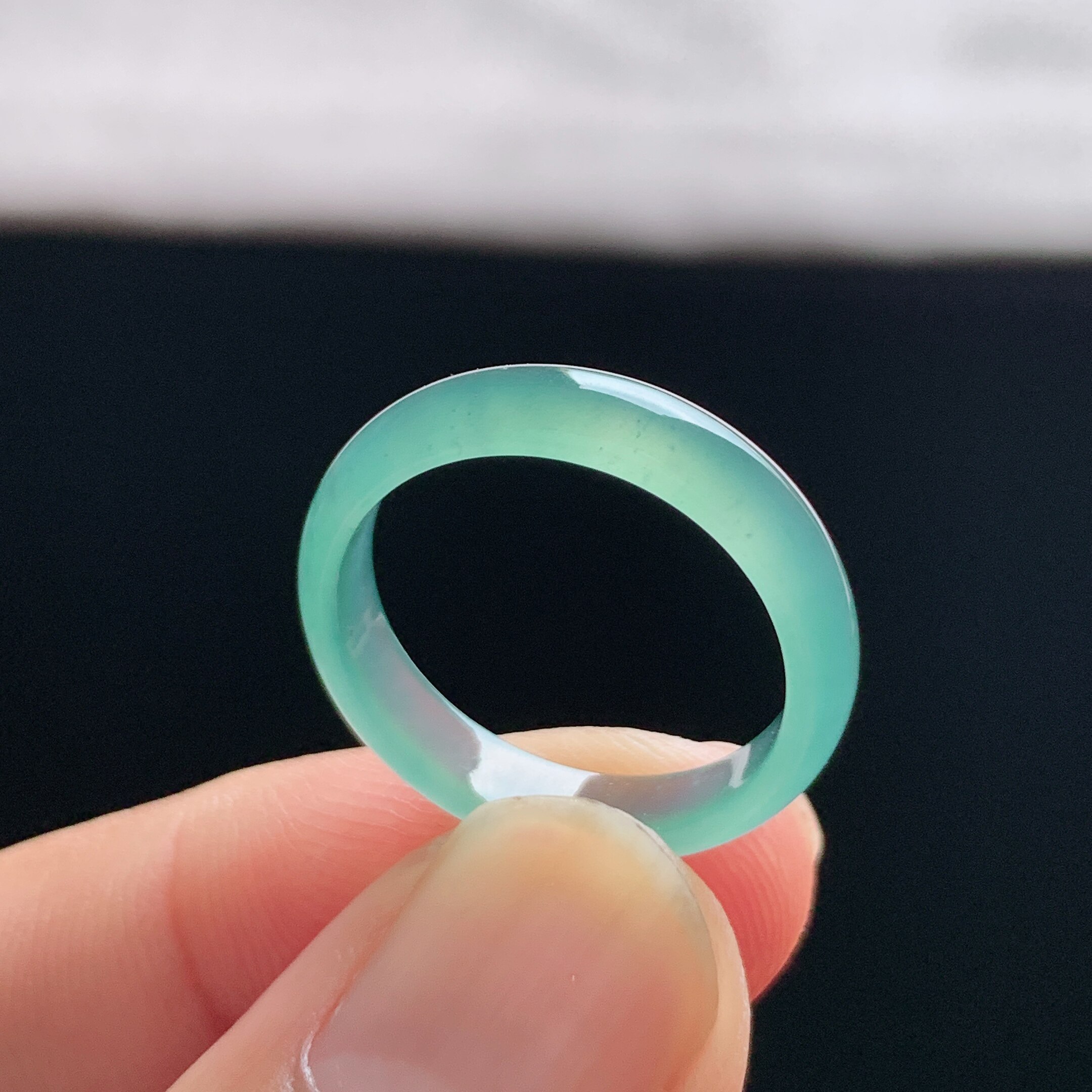 Natural A-grade ice grape flesh jadeite ring
