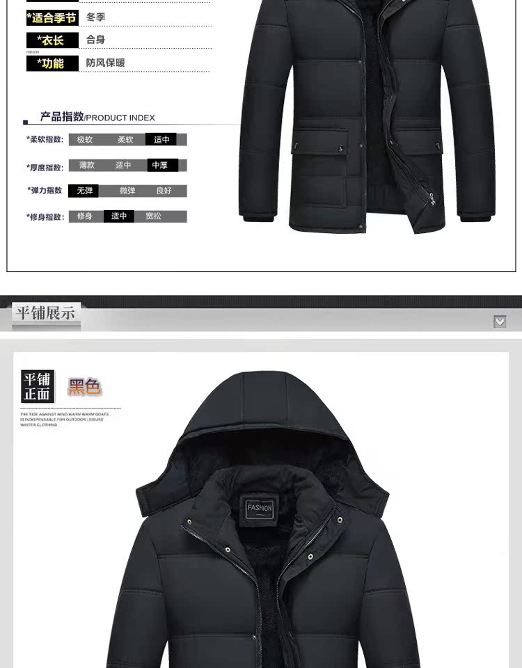 Áo trung niên và lớn hơn cỡ lớn cho nam áo khoác cotton cha mùa đông nam cộng với nhung dày mùa đông ông nội xuống áo khoác dạ nam