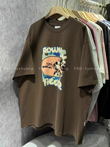 Мультяшная хлопковая футболка с коротким рукавом для влюбленных, в американском стиле