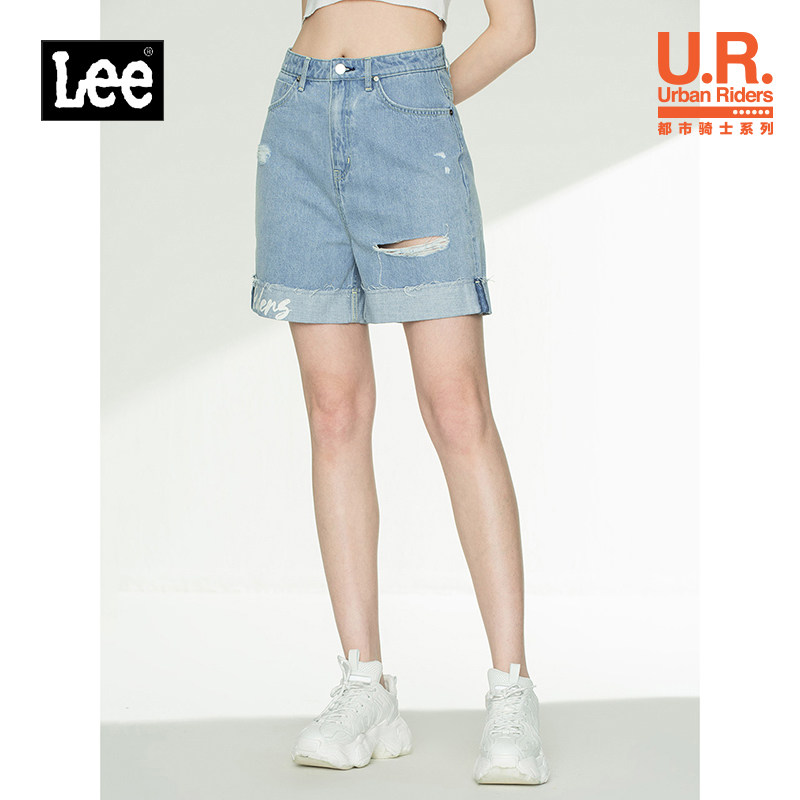 Lee Urban Knight 21 new boyfriend version hole blue denim shorts L449235PNATY
