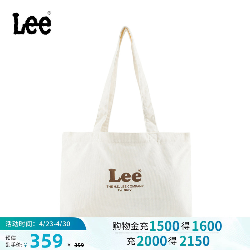 Lee Korean Design Corduroy Logo Print Design Unisex Tote Shoulder Bag Trendy Lua01047