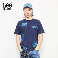 Lee Nam 2018 Mùa Xuân và Mùa Hè Mới X-LINE Màu Xanh Hải Quân Ngắn Tay Áo T-Shirt L319182LQB8D áo thun polo