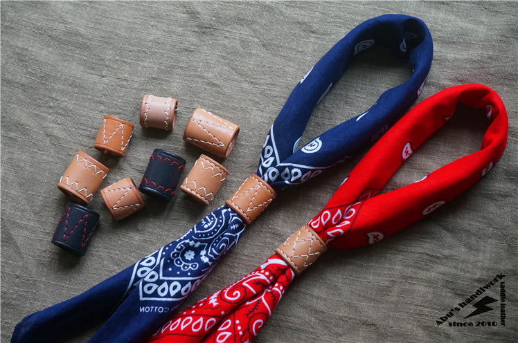 Abulsquo s handiwork Exquisite hand-sewn square towel buckle Scarf buckle Double layer Tochigi saddle leather Handmade