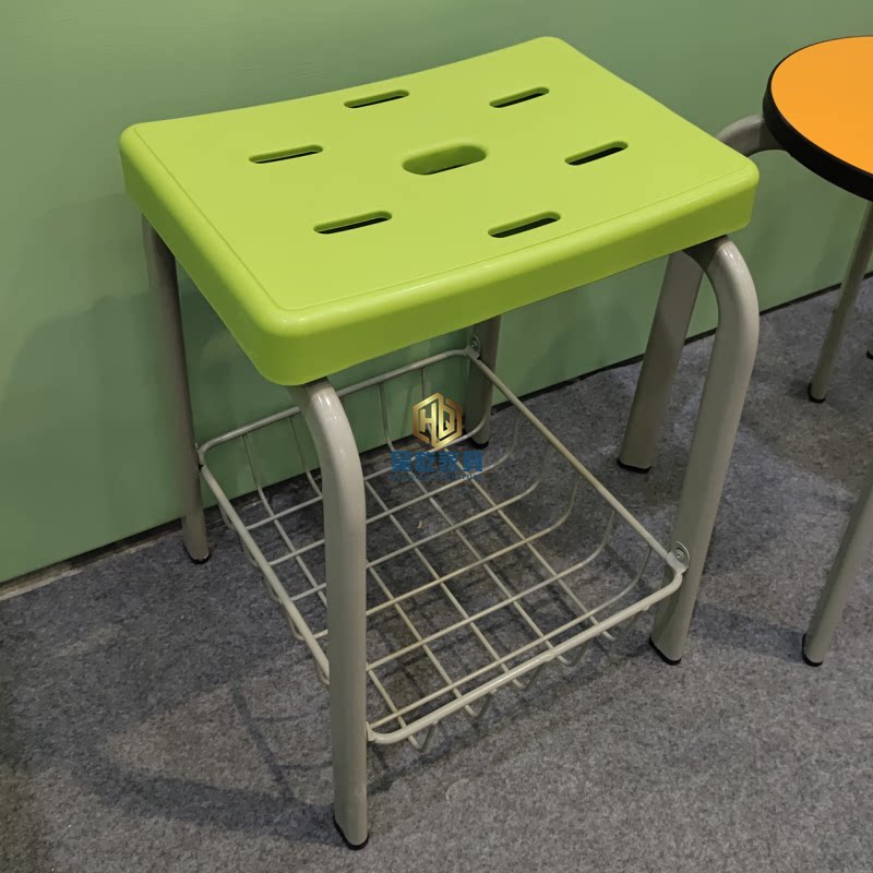 Simple with book net training chair student laboratory class chair can store bench color backless dining chair stool