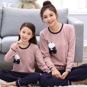 Học sinh cho bé gái đồ ngủ mùa xuân và mùa thu đông trẻ em lớn cotton dài tay cô gái cha mẹ trẻ con và bộ đồ phục vụ nhà