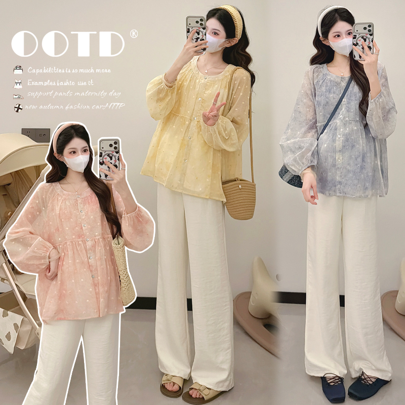2026 Maternity Wear Autumn Fashion Jacquard Polka Dot Loose Sweet Babydoll Shirt Versatile Slimming Lazy Maternity Shirt 2026 Maternity Wear Autumn Fashion Jacquard Polka Dot Loose Sweet Babydoll Shirt Versatile Slimming Lazy Maternity Shirt