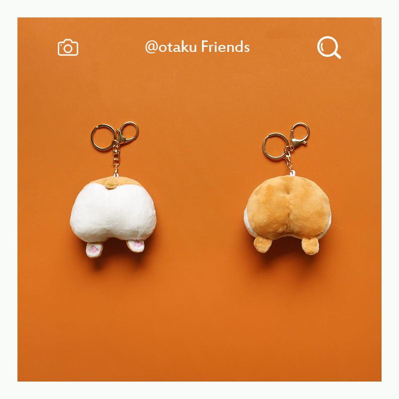 Cute Plush Corgi Butt Bag Pendant Couple Backpack Ornament Cat Doll Keychain Ugly and Cute Creative