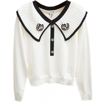 Same style as the mall) Zoya Weekend 22 new winter new sweet contrast color Peter Pan collar sweater top