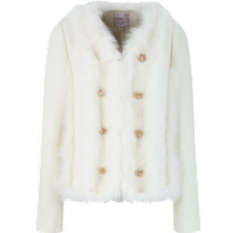 Zoya Weekend 2022 new winter style elegant small fragrance splicing double-breasted fox fur gold jacket
