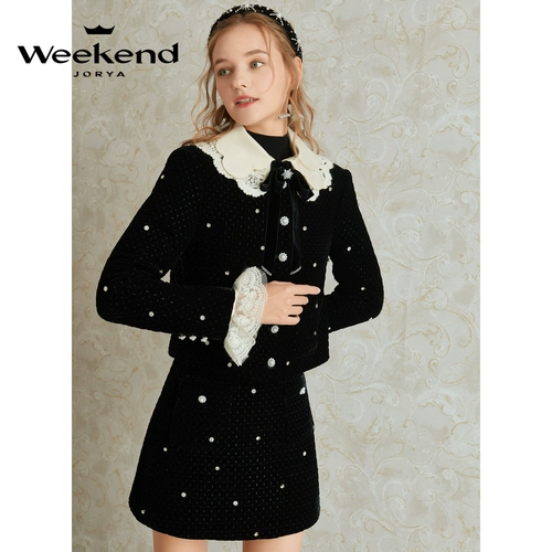Тот же стиль, что и звезды | Zhuoya Weekend New Style Star Star Velvet Athestone Кружечка короткая куртка