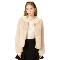 Zoya Weekend 2023 new winter style small fragrant stitching single-breasted pink fur short coat EJWDDM59