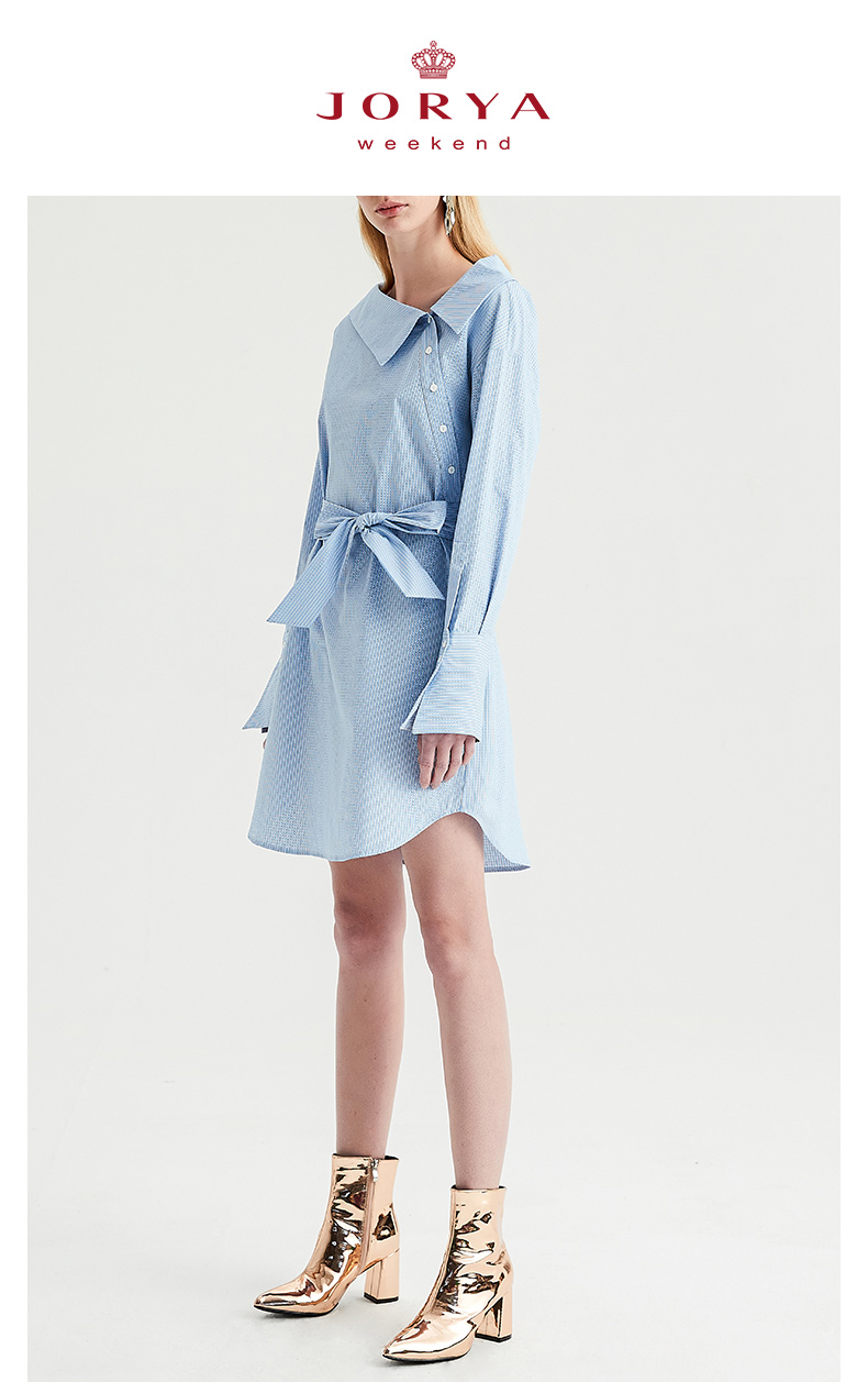 Zhuoya Vòng Cổ Cuối Tuần 2018 New Casual Shirt Dress EJW8AE02