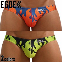 日本制造EGDE男士低腰三角内裤火焰图案涤纶氨纶吸湿速干弹力