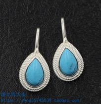 Tibetan sterling silver earrings earrings handmade inlaid imitation turquoise earrings Tibetan jewelry does not fade