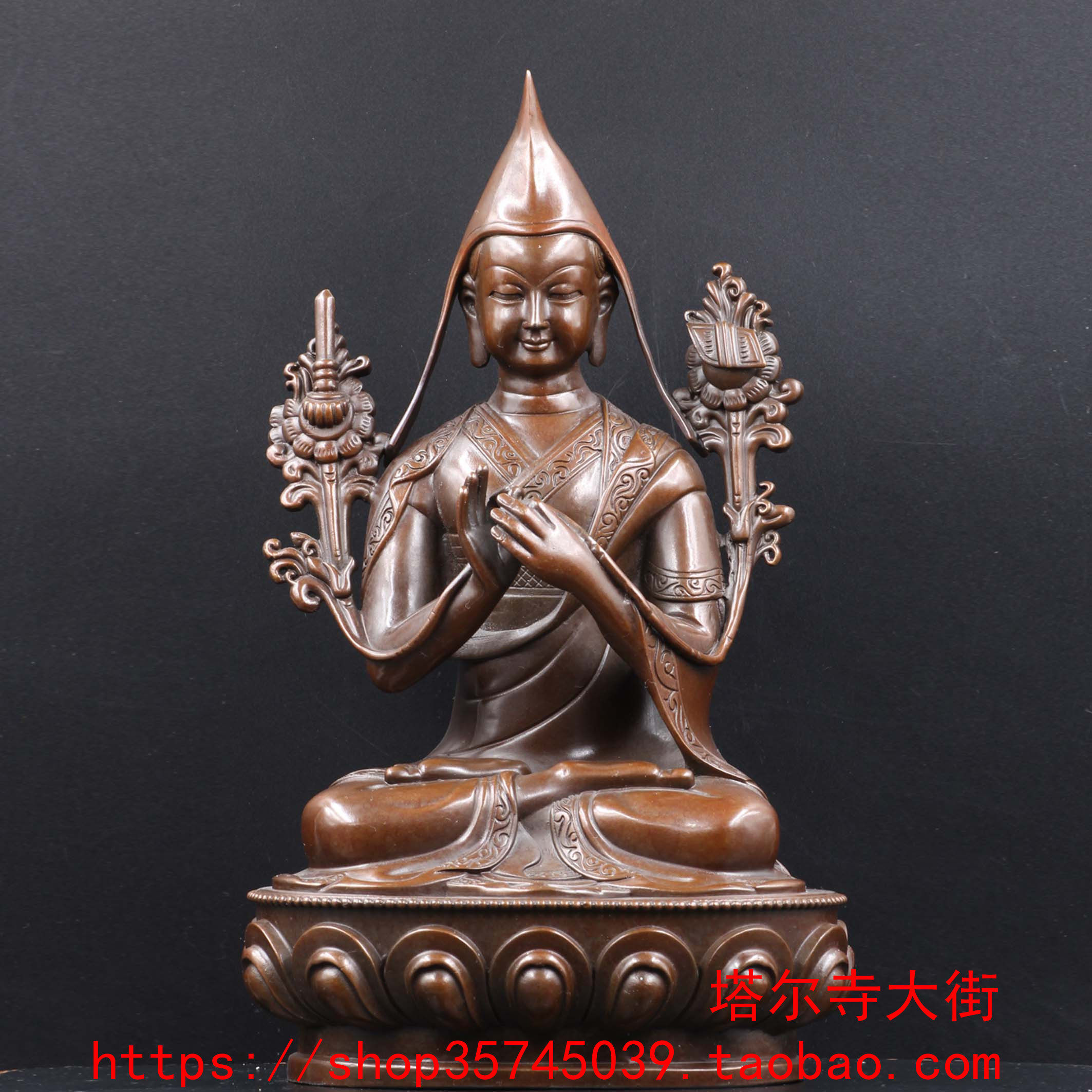 Imitation of ancient Zongba Buddha statues from Tal Temple Size 7 Inch (21 cm) Law Solemn Already Loaded With Mascot