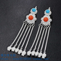 Tibetan sterling silver earrings earrings handmade inlaid simulation gemstone earrings fashion temperament female models