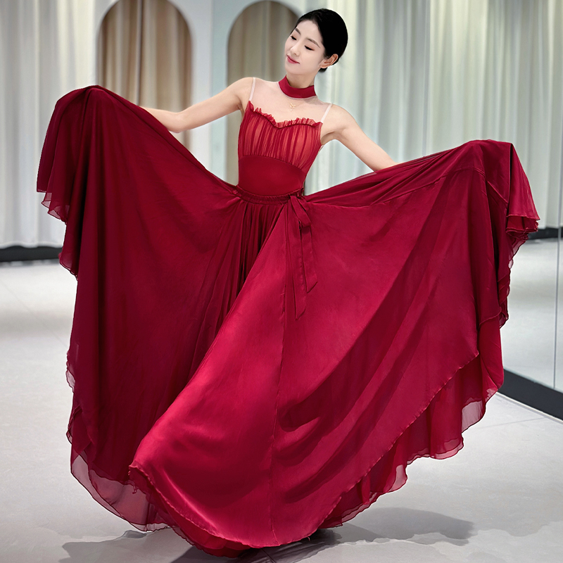Dance Tailor's Annual Meeting Performance Costume for Women, Jin Chen's Same Style Red Performance Dress with Large Skirt