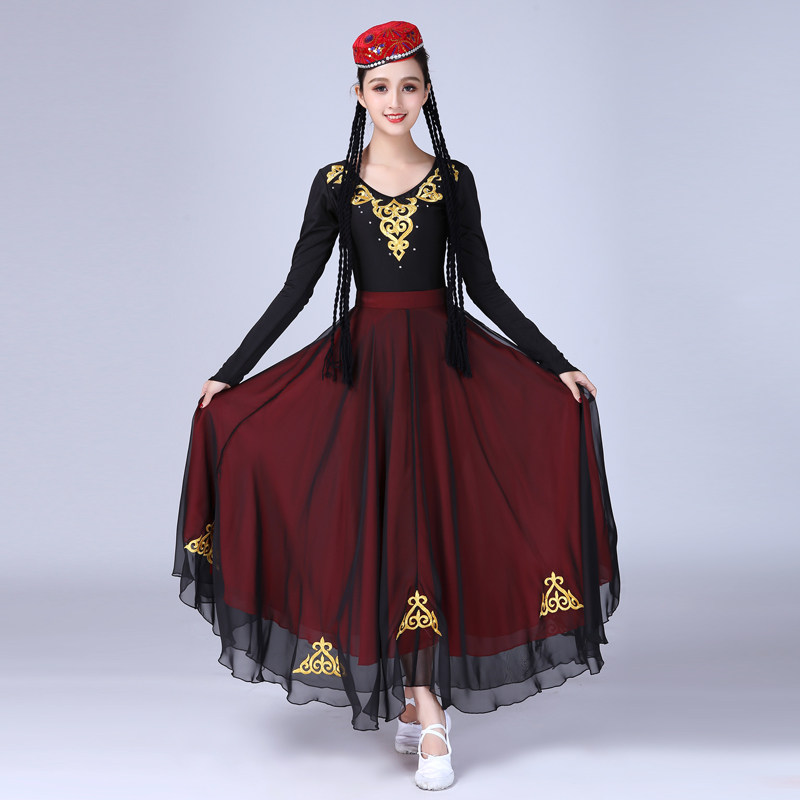 Xinjiang dance performance clothing female 2018 new practice practice skirt large skirt suit performance clothing adult custom