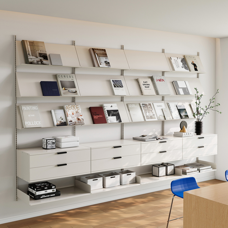 Living Room Wall Open Shelving Metal Modular Storage Rack Commercial Exhibition Hall Color Card Stainless Steel Display Rack