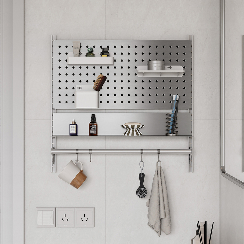 Bathroom Stainless Steel Partition Shelf, Wall-Mounted Storage Rack for Bathroom, Adjustable Washbasin Display Shelf Bathroom Stainless Steel Partition Shelf, Wall-Mounted Storage Rack for Bathroom, Adjustable Washbasin Display Shelf