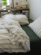 Middle style丨All cotton color woven and wash cotton four-piece set pure cotton retro striped bedding set green bedding sheet