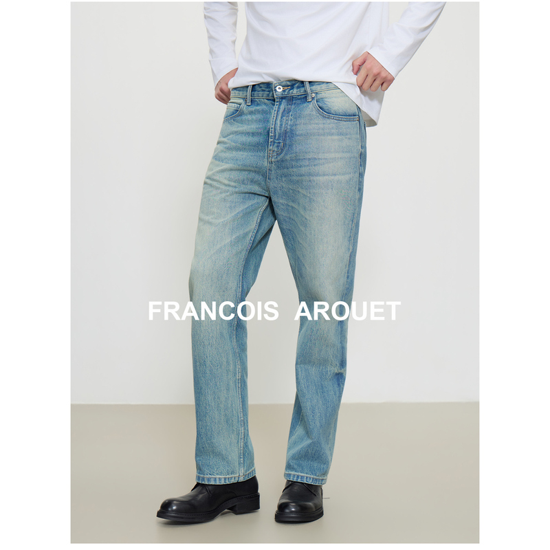 Fabric Lao Zhang|Vintage Distressed Whiskered Washed Straight-Leg Jeans Fabric Lao Zhang|Vintage Distressed Whiskered Washed Straight-Leg Jeans