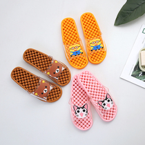 Korean version of the bathroom slippers female summer non-slip deodorant cute cartoon massage bath leakage couple plastic cool slippers male