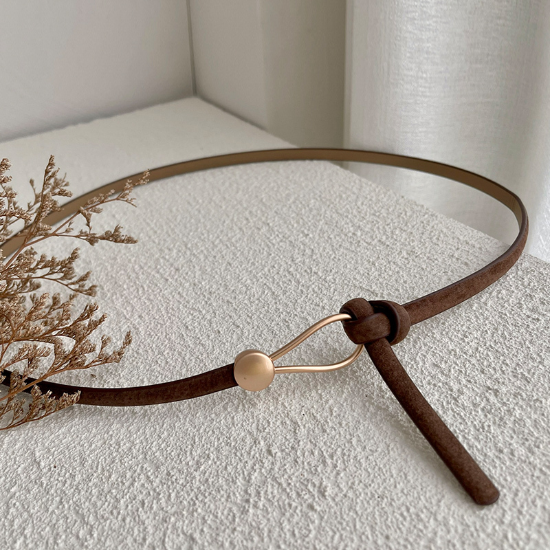 Non-Perforated Genuine Leather Thin Belt for Women, Summer Fashion, Decorative for Suits, Dresses, Shirts, Waist Chain, Pants Belt, Small Leather Belt