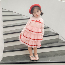  Girls  autumn dresses 2019 new female baby western style Korean princess skirt childrens stitching puffy skirt tide