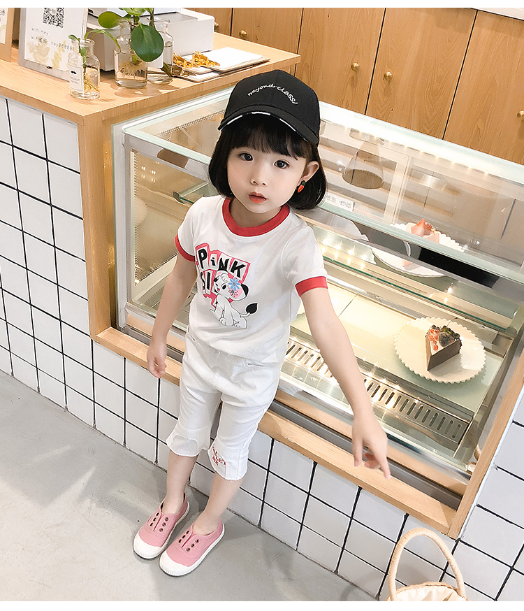 Cô gái phim hoạt hình in cotton T-Shirt 2018 mùa hè trẻ em mới của quần áo trẻ em Hàn Quốc ngắn tay bé t-shirt top