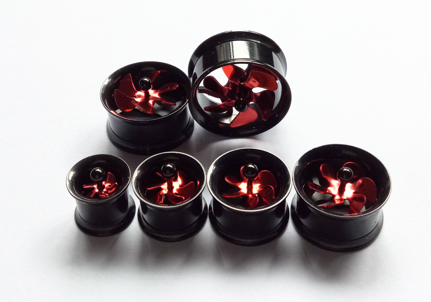  Hypoallergenic stainless steel male and female auricle black electroplated fan ear expansion internal thread ear extender