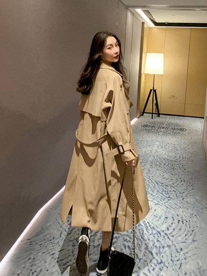 Abrigo cortavientos para mujer primavera y otoño 2025 nuevo abrigo popular de estilo mediano y largo pequeño estilo británico este año