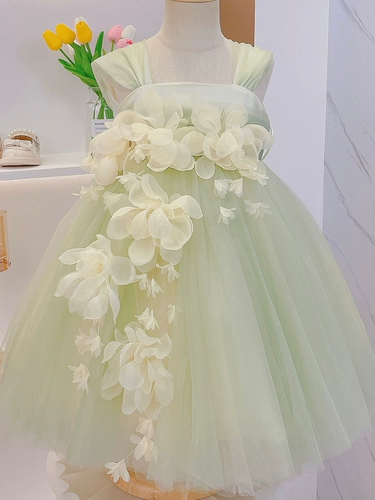 Летняя одежда, летний наряд маленькой принцессы, летняя юбка на девочку, зеленое платье, в западном стиле, подарок на день рождения, юбка-пачка