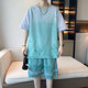 冰丝套装男夏季渐变色篮球服初高中学生短袖t恤宽松速干运动短裤