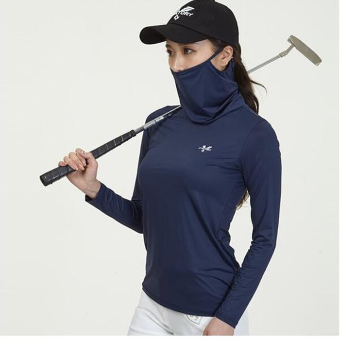 Special offer 2022 early autumn Korean golf wear women's hanging ear sunscreen long-sleeved T-shirt golf top