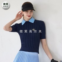 特价2024夏季新款韩国麻花编织高尔夫球服女士短袖针织衫GOLF